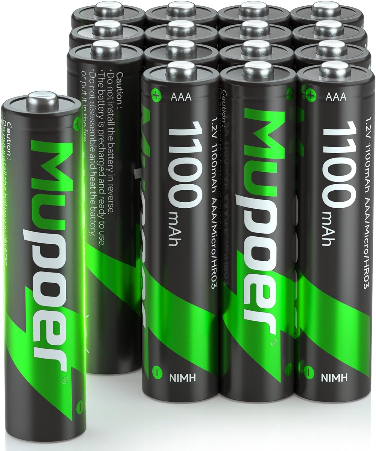 16 Pack 1100mAh Ni-MH Rechargeable AAA Batteries with Triple A Power-image