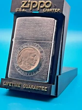 Genuine Brand New 1995 ZIPPO Lighter Rare Native American BUFFALO CHIEF NICKEL