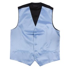 Men's Solid Blue Satin Tuxedo Vest Formals Weddings Proms Waistcoat