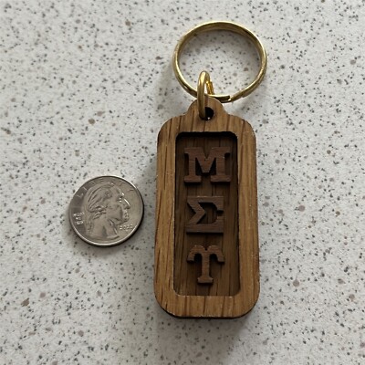 Mu Sigma Upsilon Sorority Wood Keychain Key Ring #46636