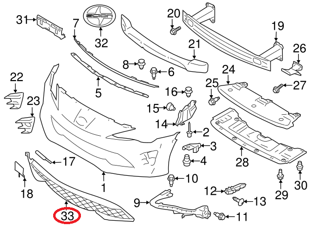2017-2020 Genuine Toyota 86 Front Bumper Lower Grille