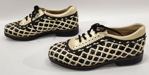 Zapatos de golf Aerogreen de verano para mujer negros beige 6 cuero con cordones rendimiento - Imagen 3 de 13