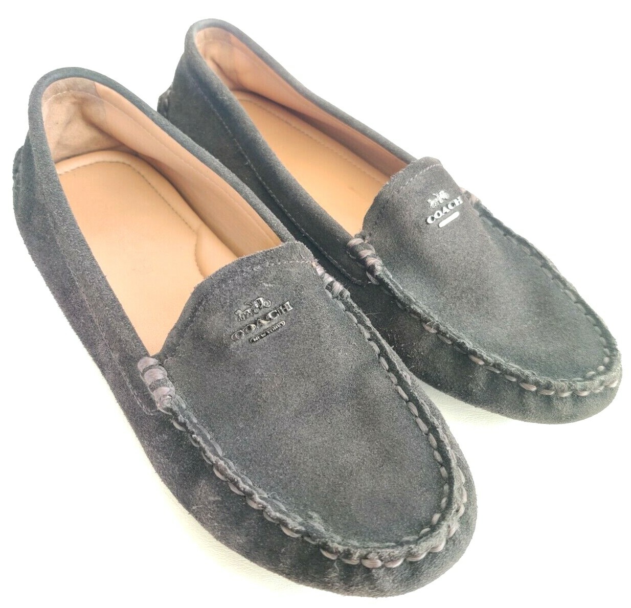 COACH Womens Brown Amber Suede Loafers Size 6.5B Casual Flats