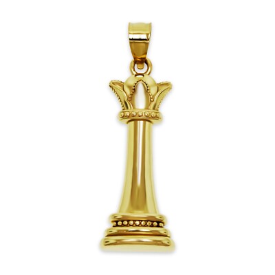 Gold Königin Schach Charm Anhänger - 10 Karat Gold - Schachschmuck