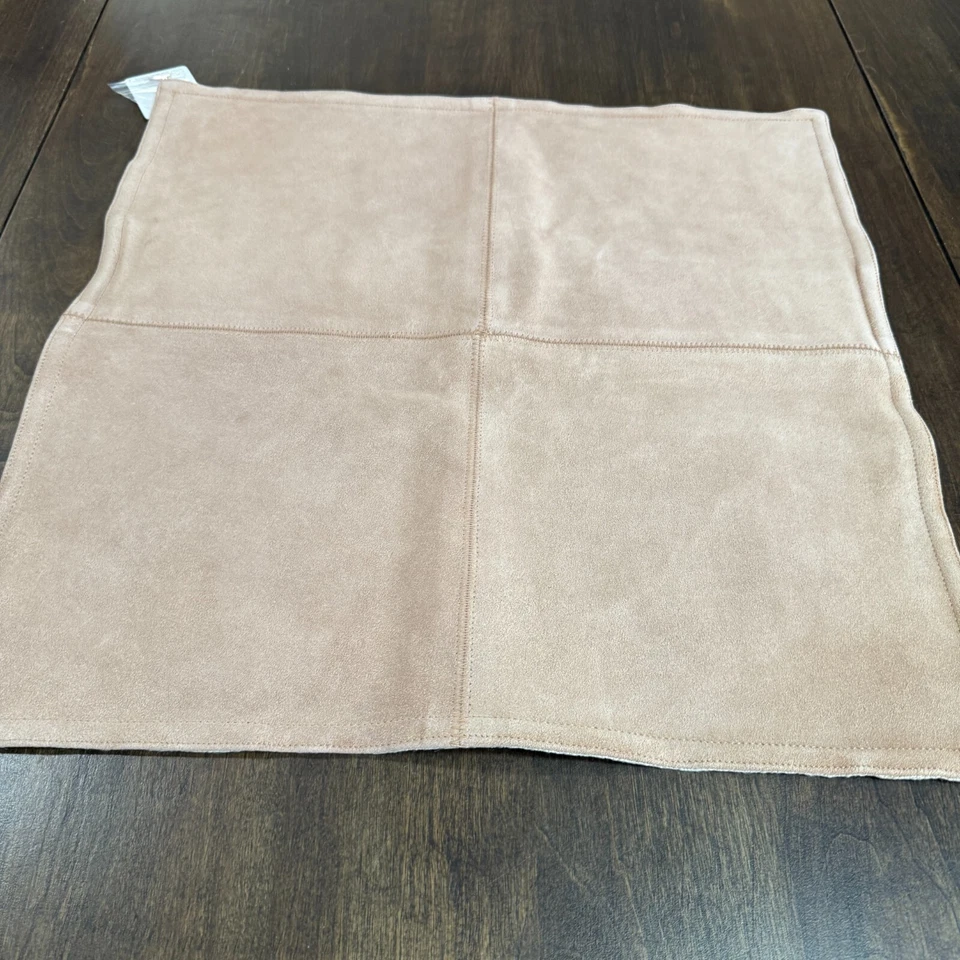 POTTERY BARN PIECED SUEDE / LINEN PILLOW COVER 20" x 20" ~ ROSEWWOD - Image 4 of 4