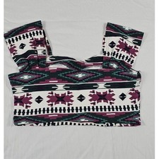 Alice Designs Aztec Southwestern Crop Top Size L Made in USA Cotton Lycra