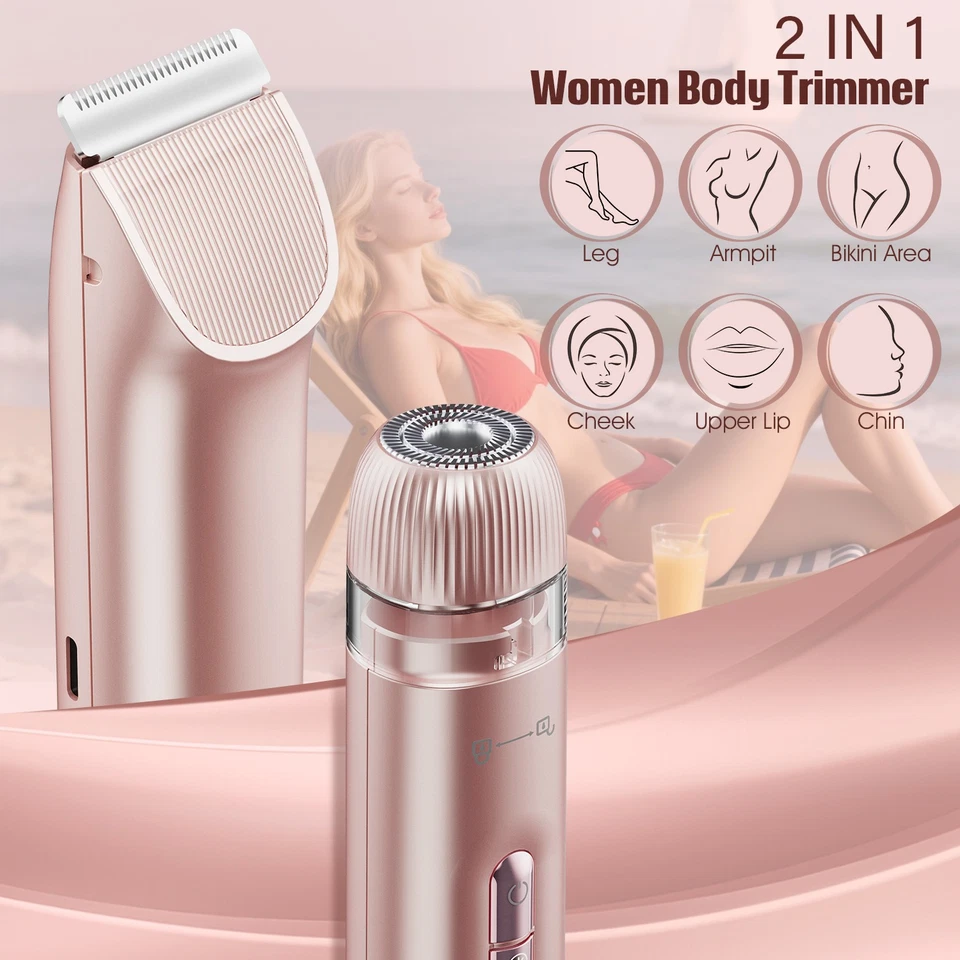 Elektrische Rasierer für Frauen 2 in 1 Bikini Trimmer Gesichtsrasierer Haarent - Bild 4 von 4