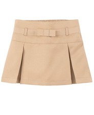 Girls' School Uniform Pull on Scooter Skirt with Undershorts, Khaki Pleated 4T