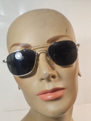 American Optical AO 5 1/2 Gold 12K GF Vintage Aviator Sunglasses Pilot