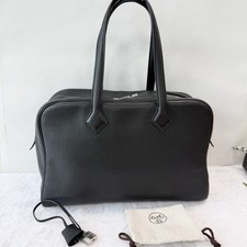Authentic Hermès Victoria 35 Bag Black Leath...