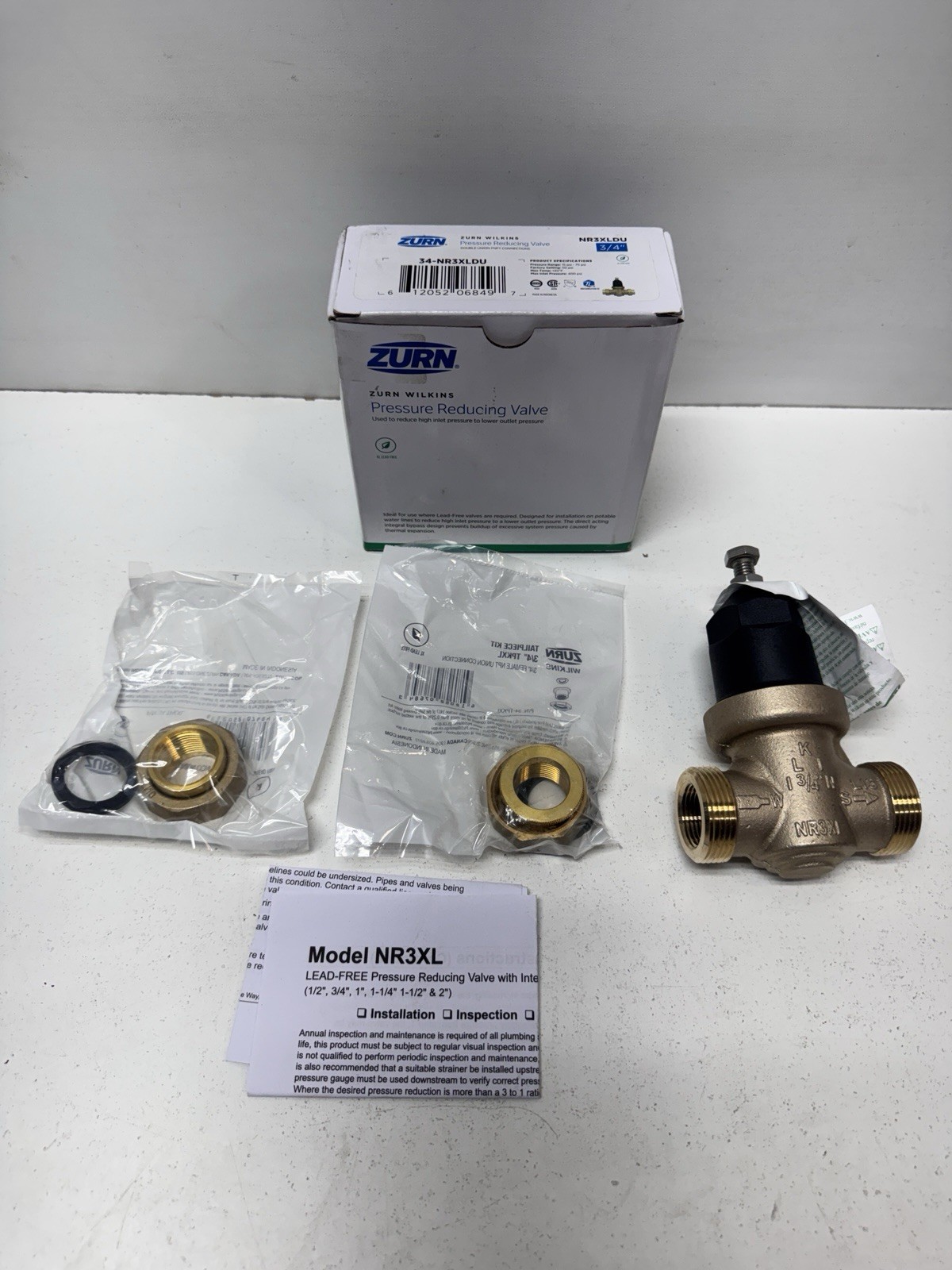 Zurn Wilkins (34-NR3XLDU) 3/4" Pressure Reducing Valve (Double Union FNPT)