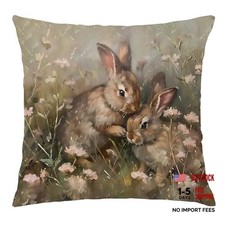 Vintage Easter Bunny Nursery Pillow Cover 18x18 Double-Sided, Bunny Floral -4