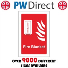 SIGN Fire blanket flames in emergency located here put out oxygen starve FI108D