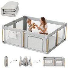 Foldable Baby Playpen with Mat, 71x59 Foldable Play Pen for Babies and Toddle...
