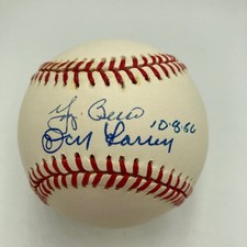 Yogi Berra & Don Larsen 1956 World Series Perfect Game Signed Baseball JSA COA