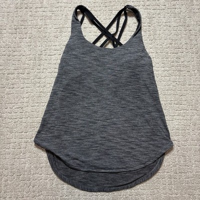 Lululemon Slay The Studio Tank Women's 6 Gray Built In Bra Workout Athletic