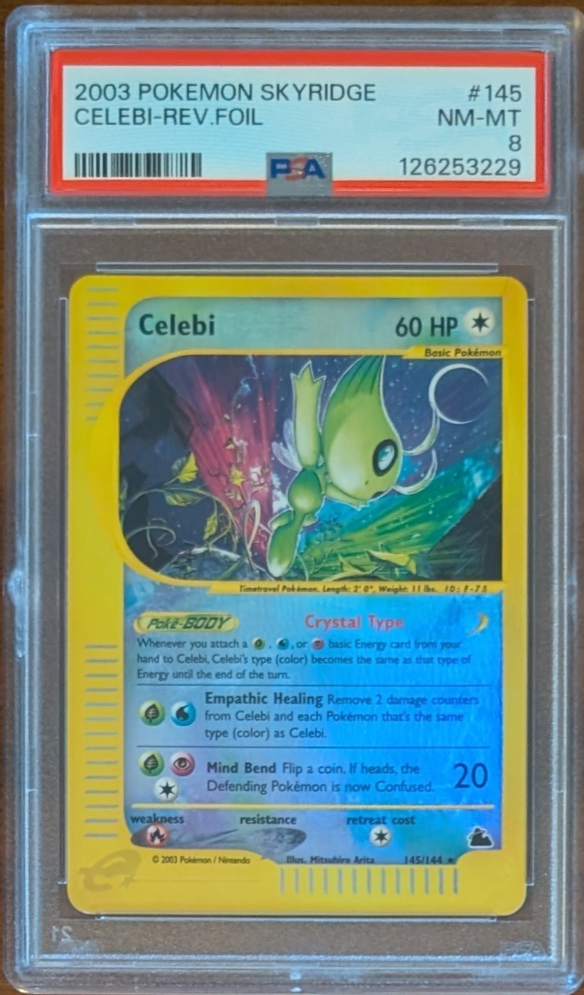 2003 Pokemon Skyridge Celebi Reverse Holofoil PSA 8 NM-MT #145