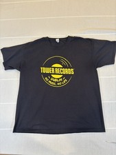 VTG Tower Records Dublin Shirt XXL Black Yellow No Music No Life Promo T-Shirt