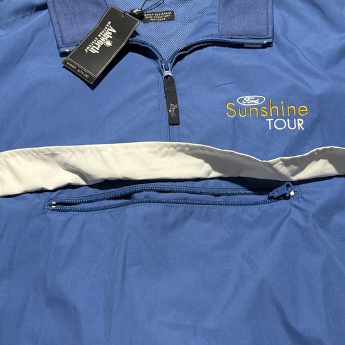NEW Ashworth X Ford Sunshine Tour Golf 1/4 Zip Mens L Blue Wind Water Resistant - Picture 3 of 9