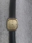 Seiko Quartz Tank Watch 6439-5039 Gold Dial Date Men New Leather Bat Vintage !