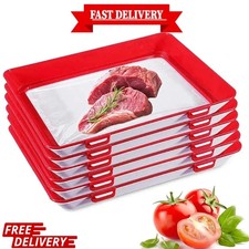 6Pcs Stretch Food Storage Tray Stackable Reusable Vacuum Seal Fresh Keeper Set