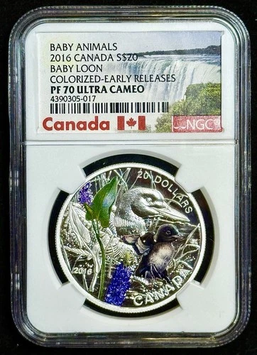 Canada 2016 $20 Baby Loon Colorized Silver Proof PF70 UC NGC Perfect Coin