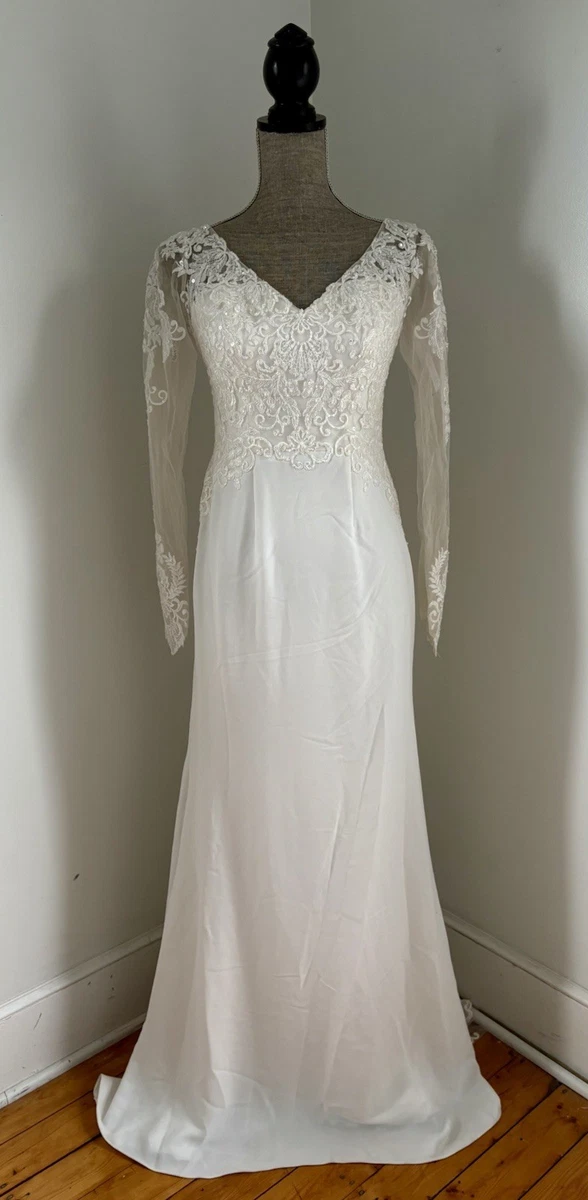 Lace Sheath Long Sleeve Wedding Dresses for sale | eBay