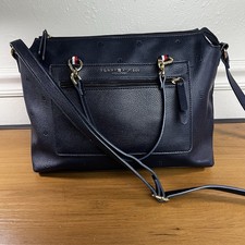 Tommy Hilfiger Navy Pebbled Shoulder Bag Gold...