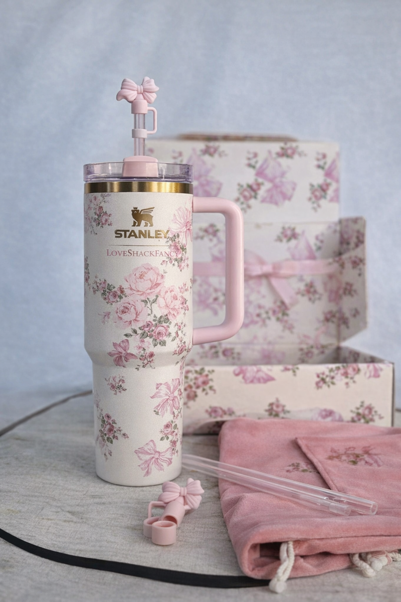 Stanley x LoveShackFancy 40oz Quencher H2.0 Tumbler Pink Floral