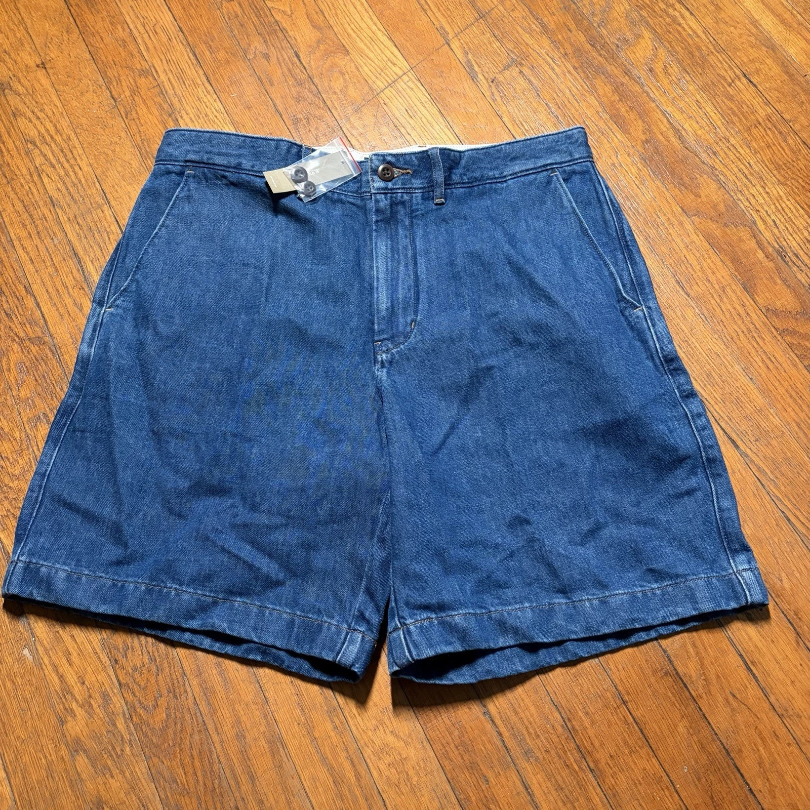 J. Crew Cotton-Linen Blend Denim Shorts Men’s Size 34 Blue 8” Relaxed NWT