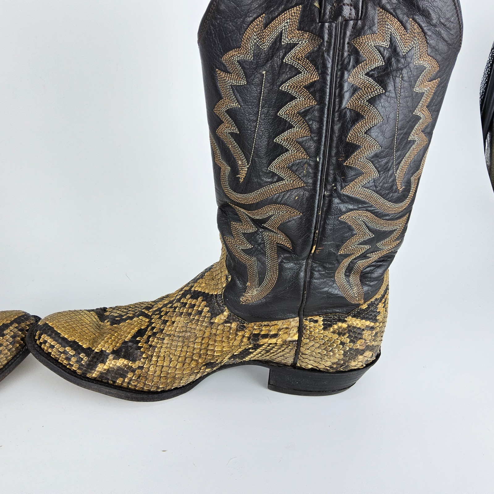 Vintage Panhandle Slim Python Leather Cowboy Boot… - image 9