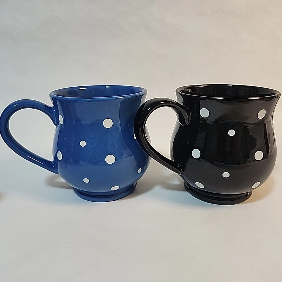 Temp-tations Mugs by Tara - Polka Dot - Red Green Blue Black 16 oz Set Of 4 EUC - Image 4 of 4