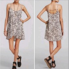 Intimately Free People Emily Swing Slip Dress Womens Size Small Black Damask