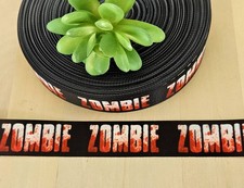 1" 1 YD Zombie Grosgrain Ribbon Scary Halloween Movie Ribbon