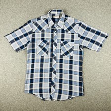 Roper Men's Short Sleeve Pearl Snap Shirt Size M Plaid Western Cowboy Rodeo
