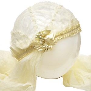 1930s Vintage Wedding Veil Ivory White Net Juliette Cap Fingertip Hip Length 