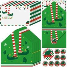 Christmas Elf Notes Cards with Envelopes 4" x 6" Lime Green