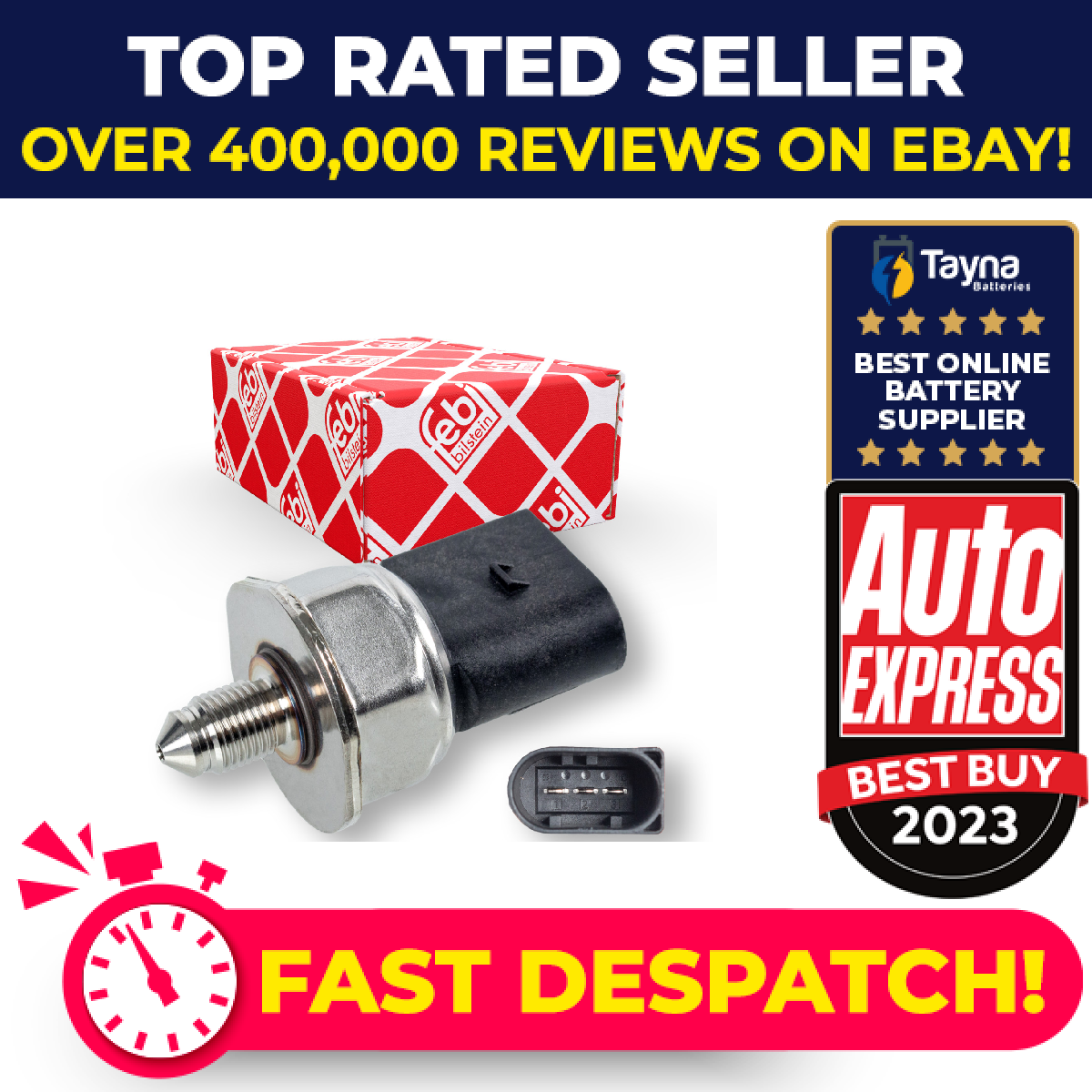 Fuel Pressure Sensor fits AUDI S3 8V 2.0 14 to 20 CYFB 04C906054A 06J906051E New
