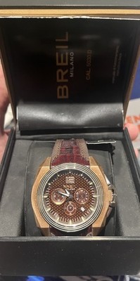 Breil Milano Chronograph Watch Model BW 0323 Gold Brown Dial Leather NEW + Tags