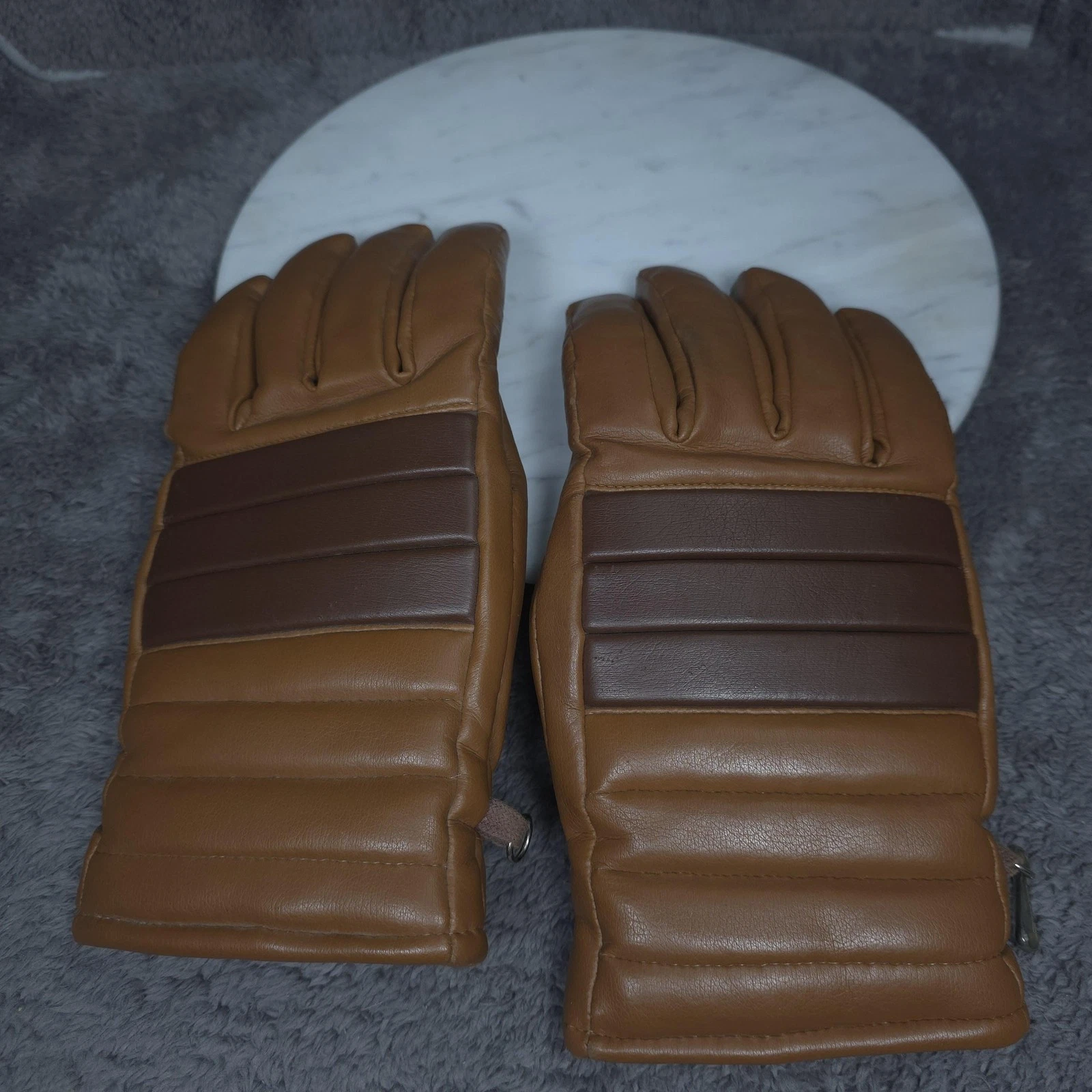Sears Gloves Mens XL Brown Insulated Lined Vinyl Padded Winter Ski Snow