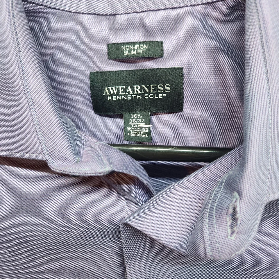 Camisa de vestir Awearness Kenneth Cole sin planchar calce ceñido con botones para hombre 16,5-36/37 Foto 2 de 4