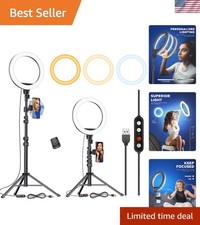 10.2" Dimmable LED Ring Light with 65" Tripod  Phone Holder for Live Stream
