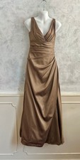 WTOO Gold Elegant Taffeta Ruched Prom Christmas Bridesmaid Occasion Dress UK 4/6