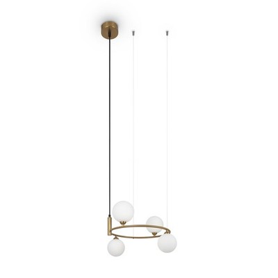 Hängelampe Esstisch rund Ø 39 cm H: max. 178 cm Metall Glas in Messing Weiß