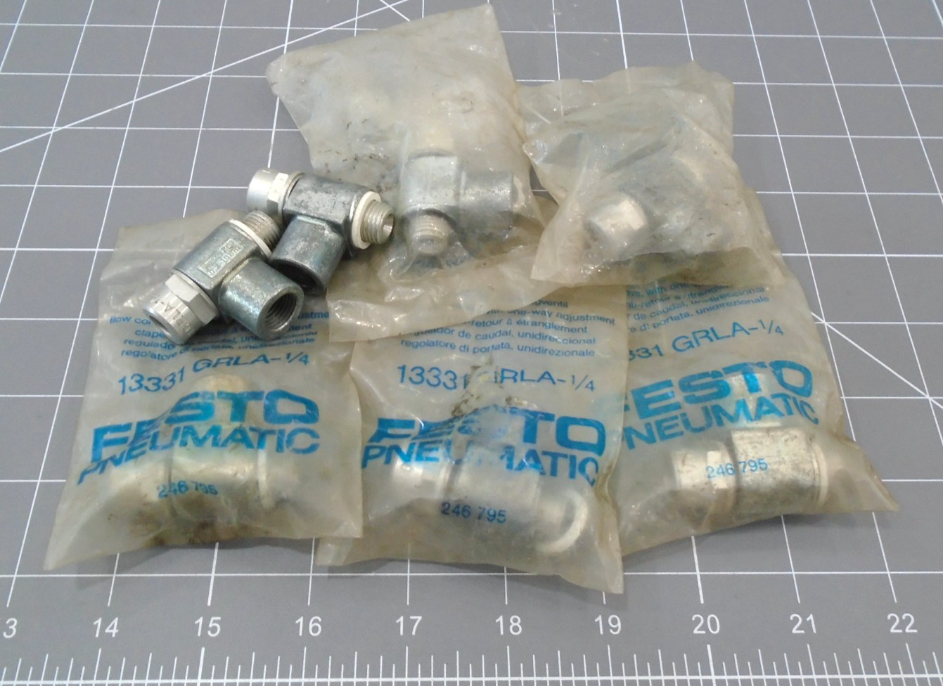 7 Lot NEW FESTO 13331 GRLA-1/4 Pneumatic Flow Control Valve Air