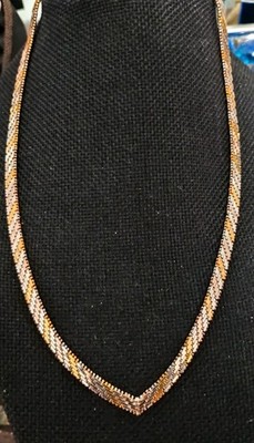 925 Sterling Silber Tricolor Chevron Halskette 17'',25,22 gms