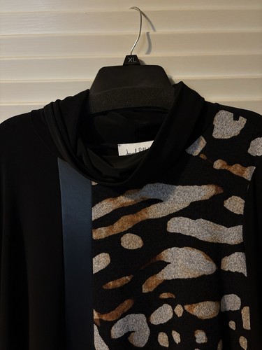 Joseph Ribkoff Black Animal Print Dress Cowl Neck A-line Women’s Size 16 New - Bild 4 von 10