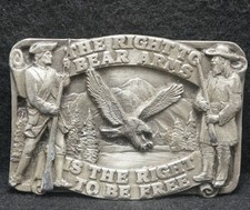 XA11156 VINTAGE 1982  RIGHT TO BEAR ARMS, RIGHT TO BE FREE  BELT BUCKLE
