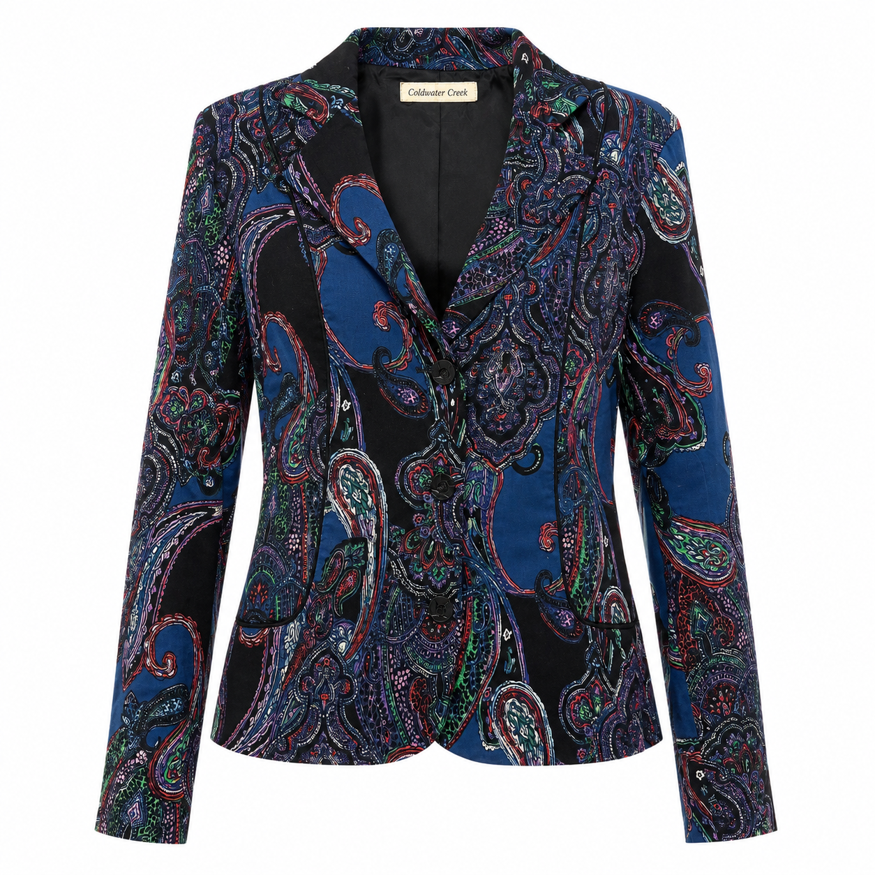 Coldwater Creek Paisley Blazer Women 6 Dark Academia Office Chic Eclectic Artsy