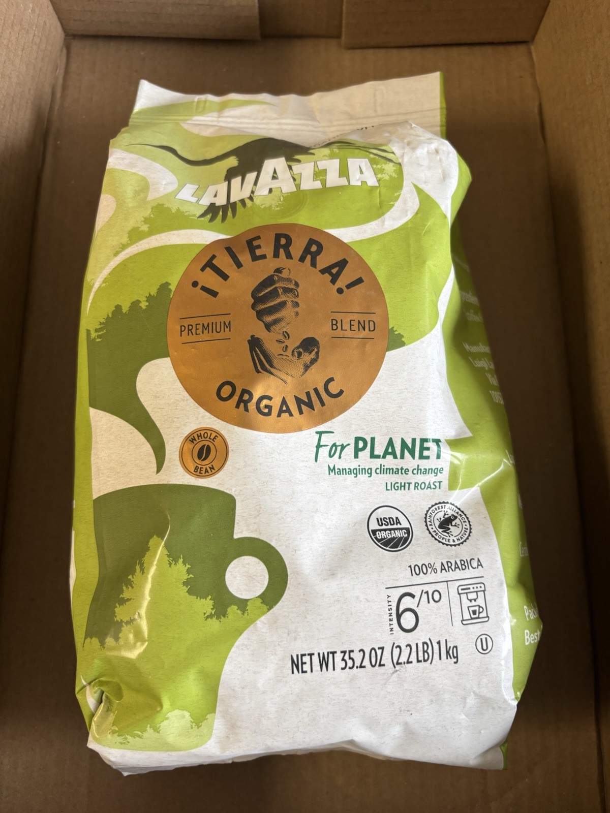 2.2lb Lavazza Organic for Planet Whole Bean Coffee, Light Roast 07/2026